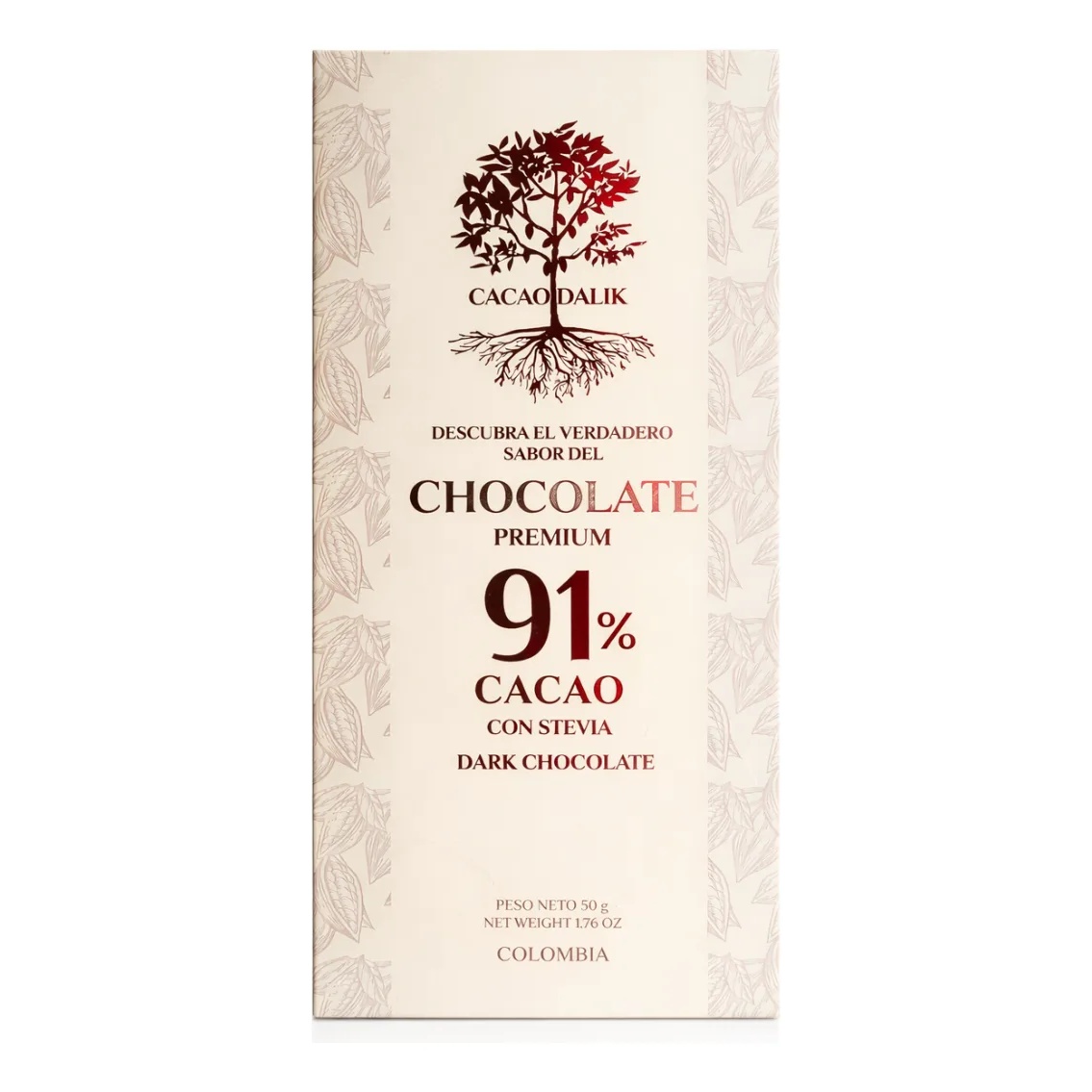 Chocolatina Cacao Dalik 91% con Stevia